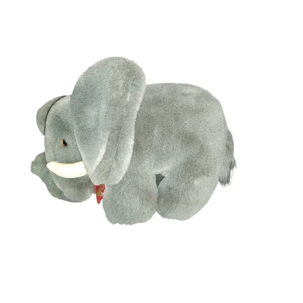 Vintage Dakin Elephant Plush Grey Stuffed‎ Animal Large Ears Red Tag 1980s 1990s